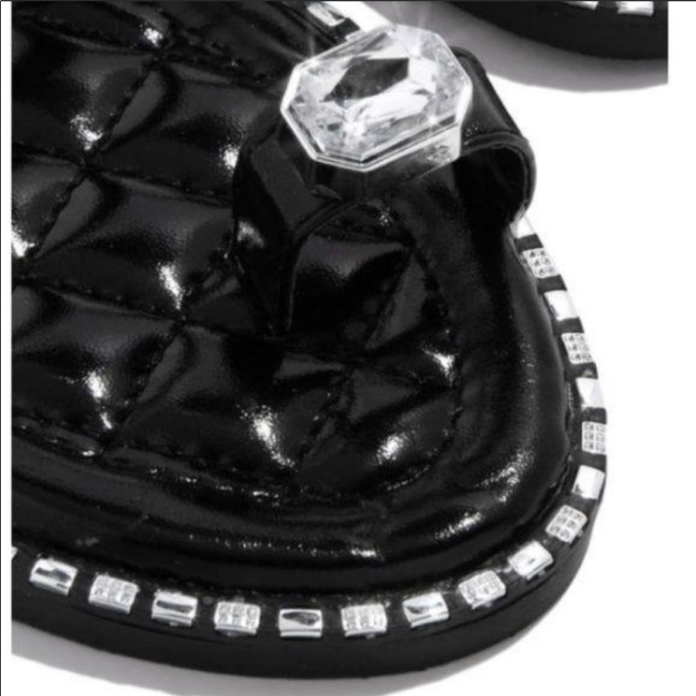 Embellished Lux Slides Black - Picture 3 of 5